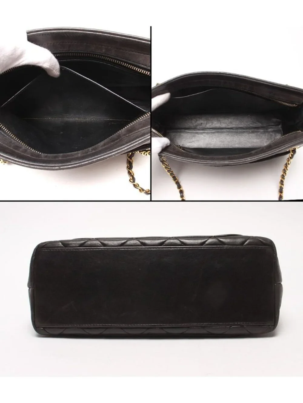 Chanel Chain Shoulder Bag Lambskin Gold Quilted